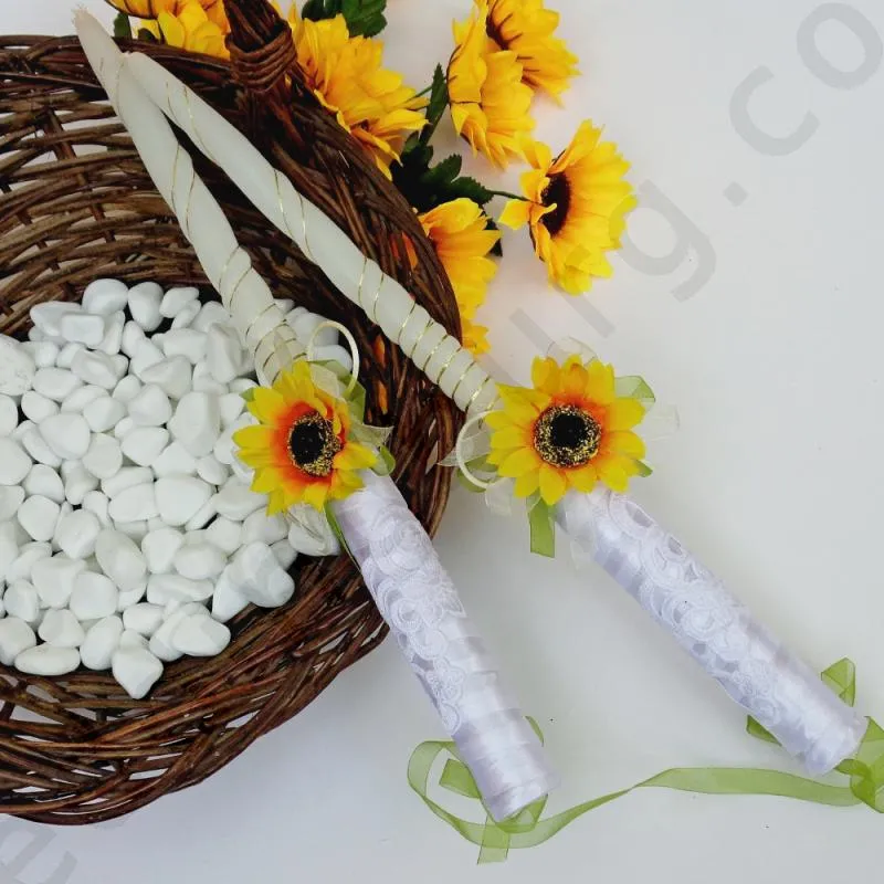 Сватбени свещи със слънчогледи, модел RS029